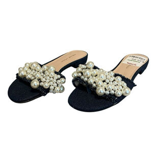 Pele Moda Denim Pearl Sandals Women's Size 6M